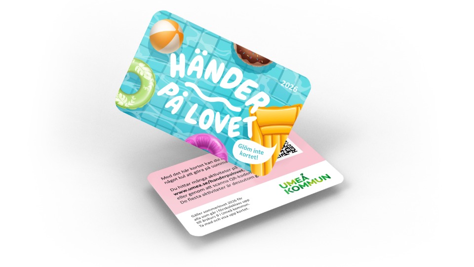 Fram- och baksida på Händer på lovet-kortet.